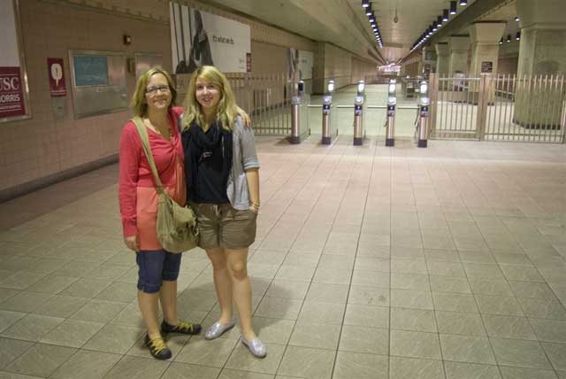 Julie and Jena at the subway